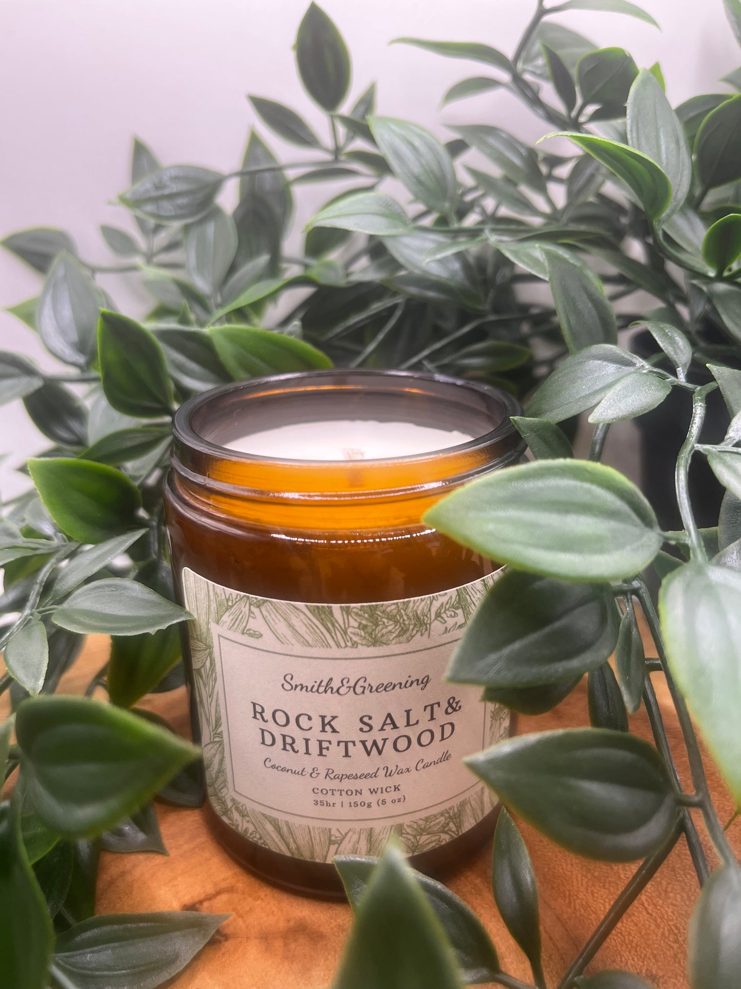 Rock Salt & Driftwood Candle (Amber Jar)