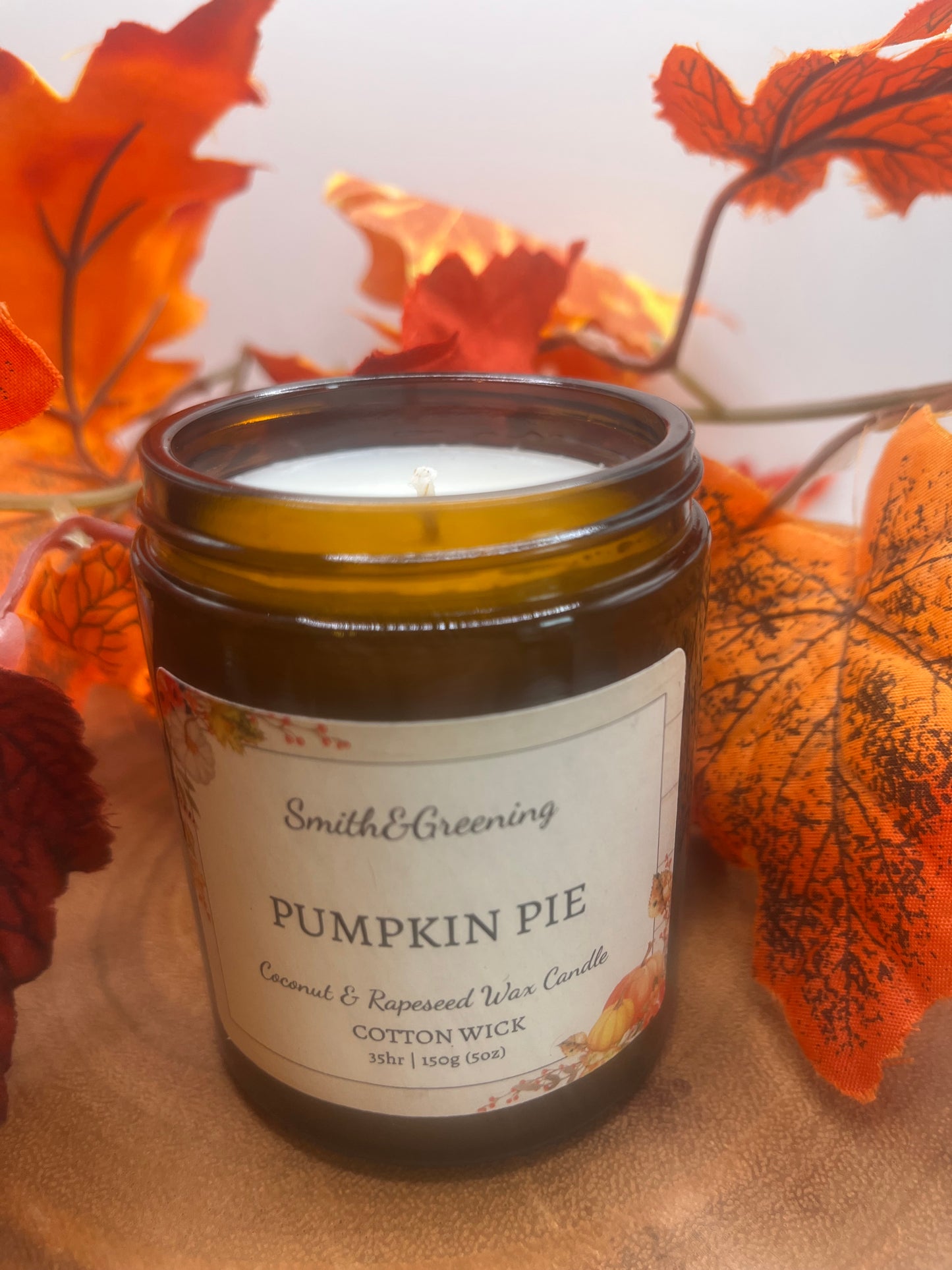 Pumpkin Pie Coconut Wax Candle (Amber Jar)