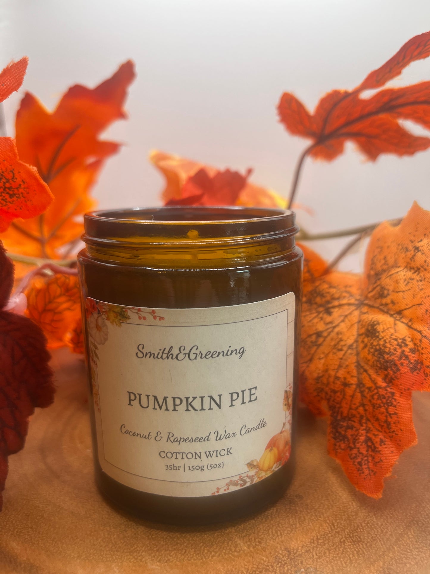 Pumpkin Pie Coconut Wax Candle (Amber Jar)