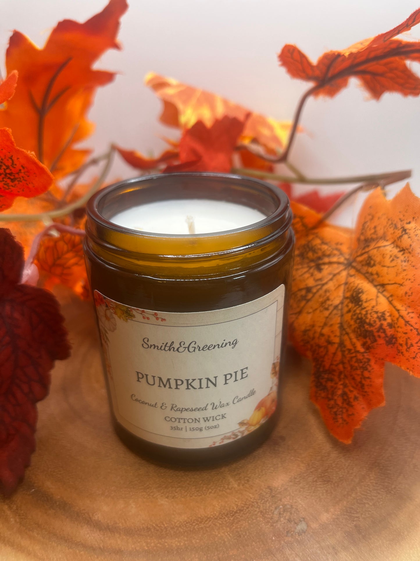 Pumpkin Pie Coconut Wax Candle (Amber Jar)