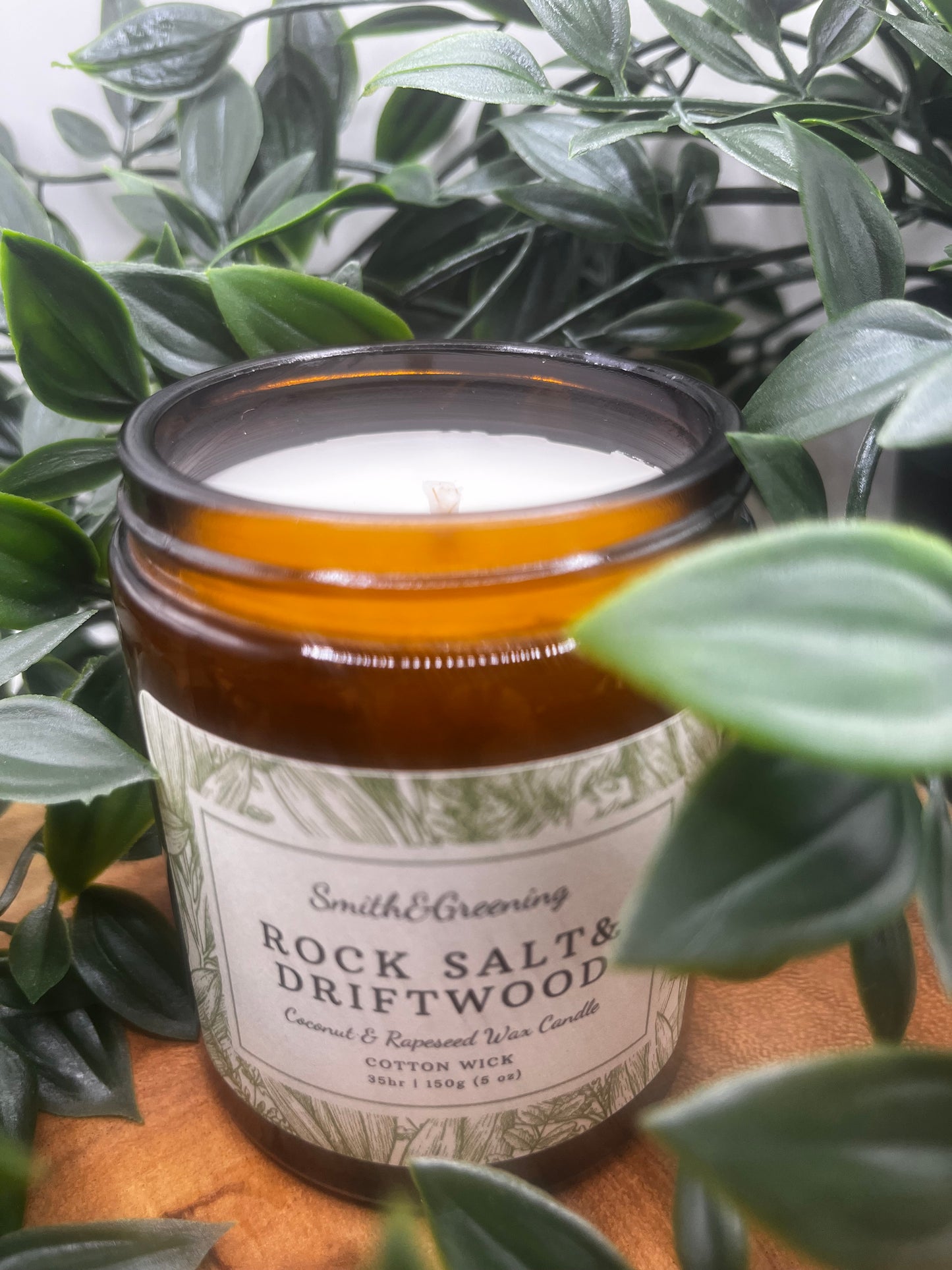 Rock Salt & Driftwood Candle (Amber Jar)
