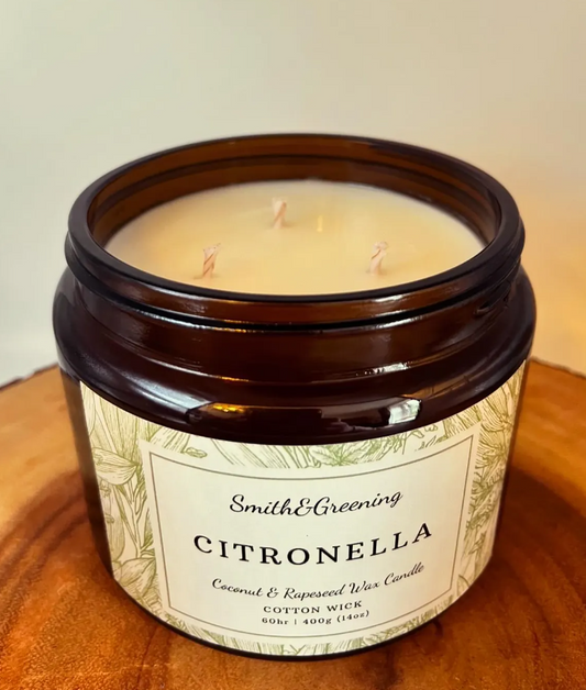 Citronella and Lemongrass Coconut &amp; Rapeseed Wax Candle