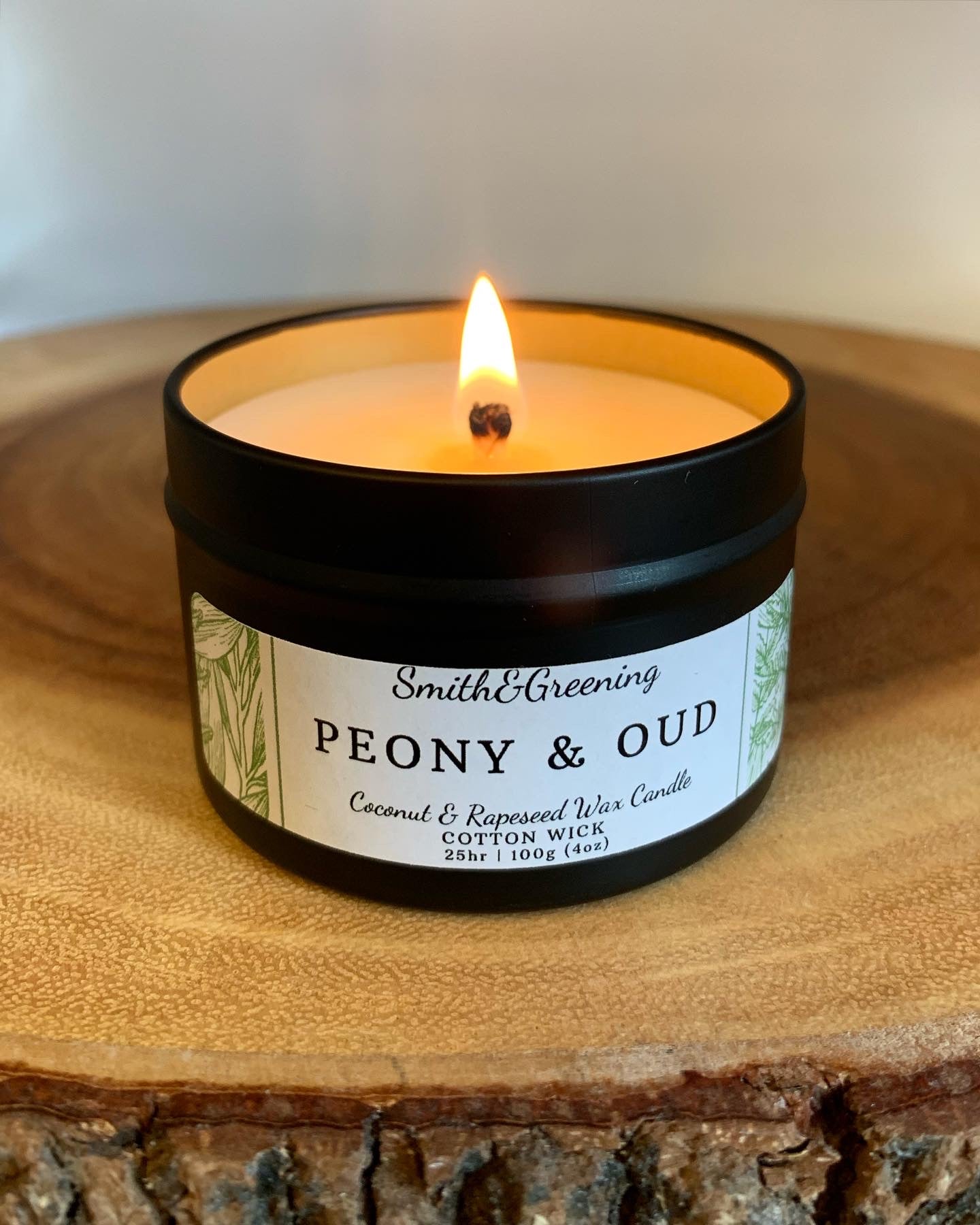 Peony & Oud Coconut Wax Candle. Hand poured, vegan and cruelty free!