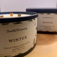 Winter Coconut Wax Candle. Hand poured, vegan candle with a choice of wooden or cotton wick.